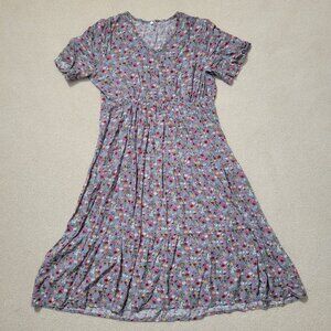 Women's Flowy Gray Floral Dress, Size Medium